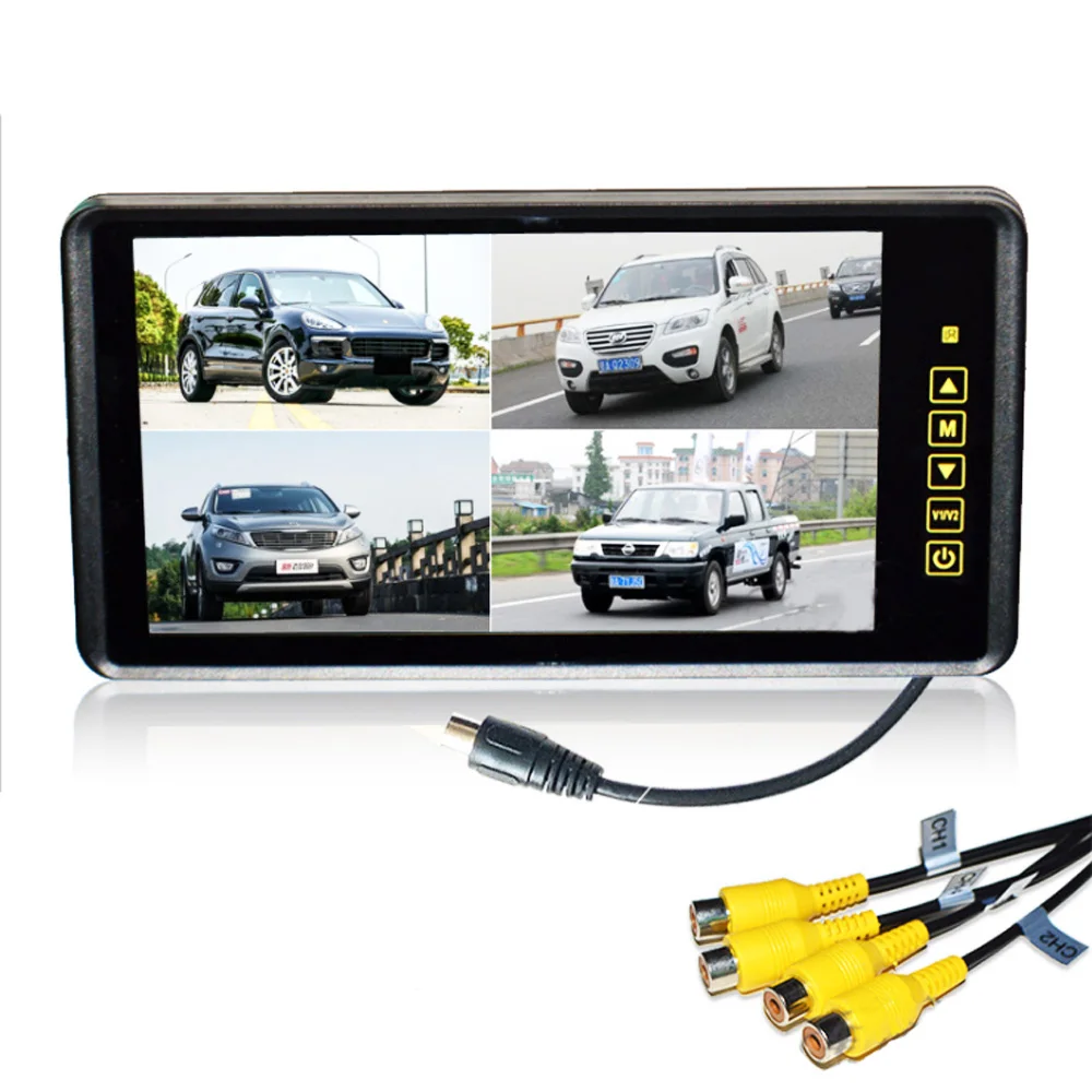 

9 Inch Rearview Mirror Display 480*234 LCD Monitor 2 Channel AV Input Reversing Priority For DVD VCD Reversing Camera