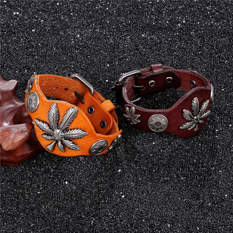 MKENDN,, Канадский кленовый лист, кожаные браслеты для мужчин, homme, браслет из натуральной кожи для мужчин и женщин, браслеты, Pulseira