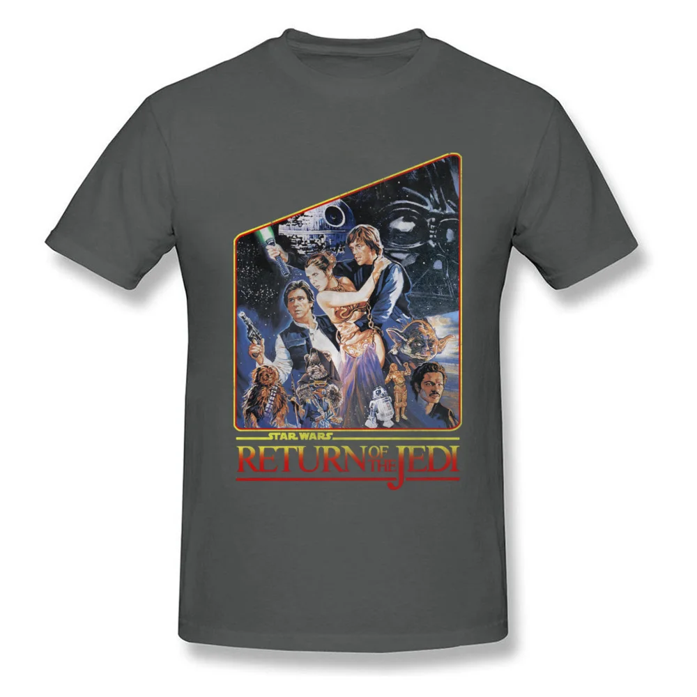 Star Wars Episode VI T Shirt Men Tshirt 80s T-shirt Classic Comics Clothing Retro Movie Tops Graphic Tees No Fade Plus Size - Цвет: Темно-серый