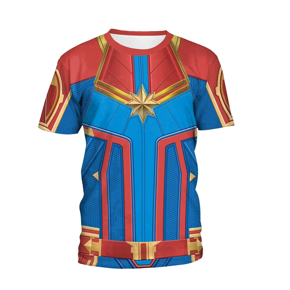 Avengers Endgame 4 Carver Danvers cosplay surprise captain Polyester fiber Short sleeve t-shirt Movie anime Costume
