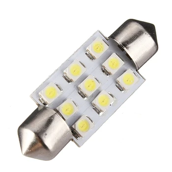 

New 4pcs 35mm 3528 9SMD Xenon White Car Interior Light / Number Plate Festoon LED Lamp Bulb 6000-7000K DC 12V 1W