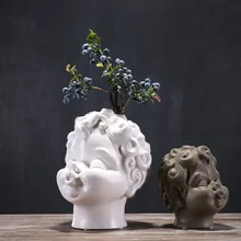 Фарфоровая каваи голова ангела искусство ваза керамическая с цветами абстрактные креативные вазы домашний декор ремесленные фигурки украшения комнаты