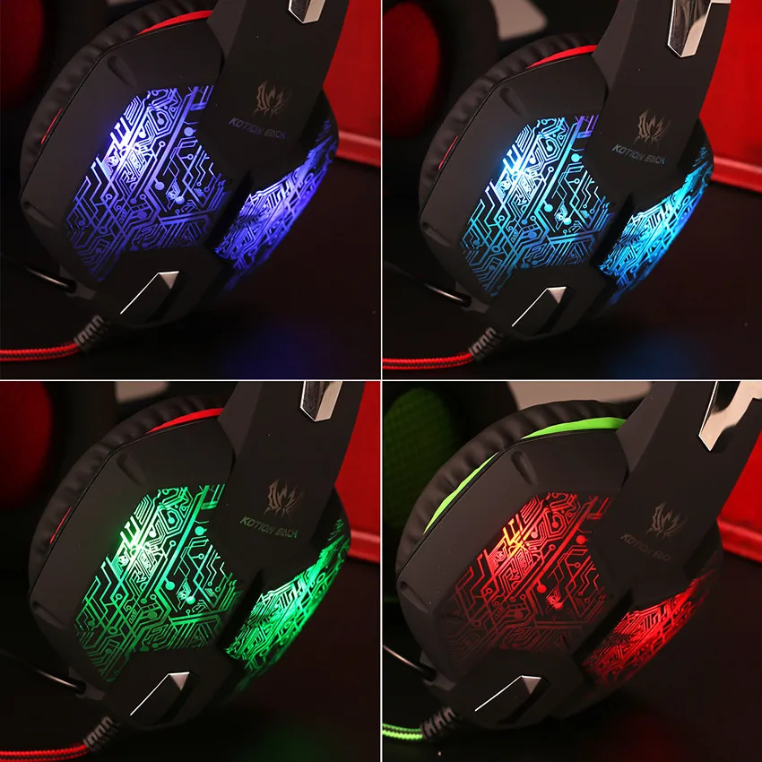 KOTION EACH G1000 Стерео Игровые наушники над ушами PC Gamer гарнитура с микрофоном дышащие