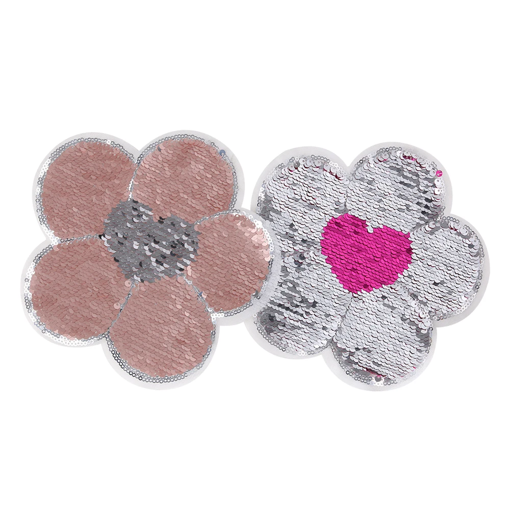 

1PC Flower Shape Reversible Color Changing Flower Sequins Patch Sewing Clothes DIY Applique Clothing Jeans Craft
