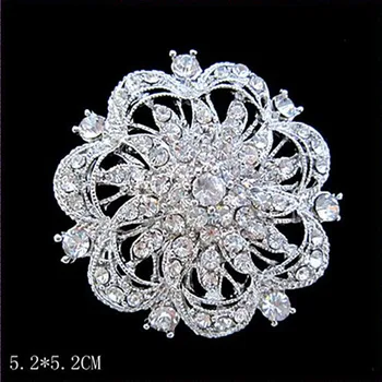 

Free Shipping (12pcs/lot) Wholesale Price Rhodium Plated High Quality Crystal Flower Alloy Brooch, Elegant Flower Wedding Brooch