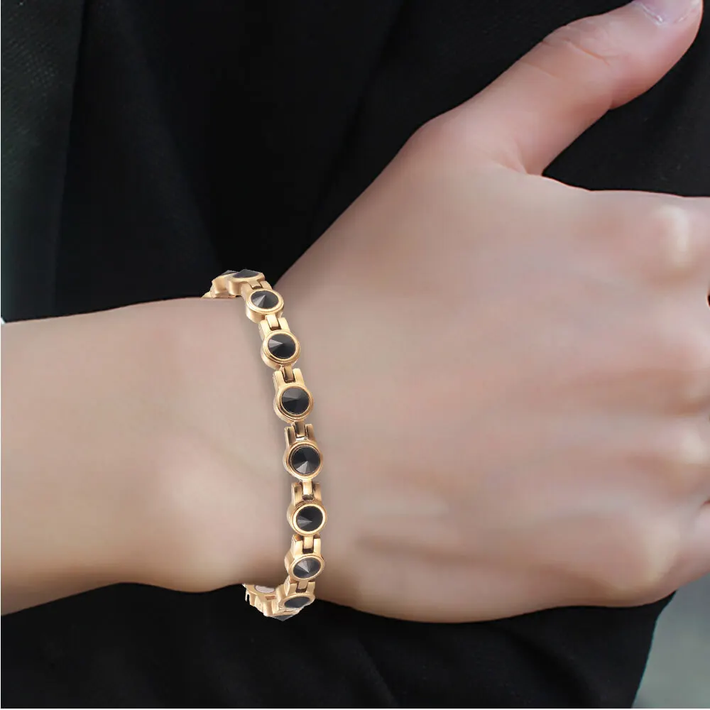 Moocare женский магнитный браслет здоровье из нержавеющей стали Шарм Циркон Серебро розовое золото браслет женская цепочка на запястье ювелирные изделия