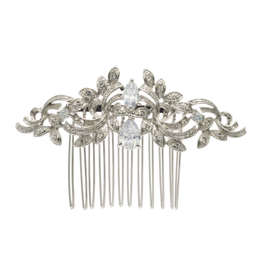 

Free Shipping Clear Rhinestone Zircon Flower Hair Comb for Women Party Wedding Bridal 4012R