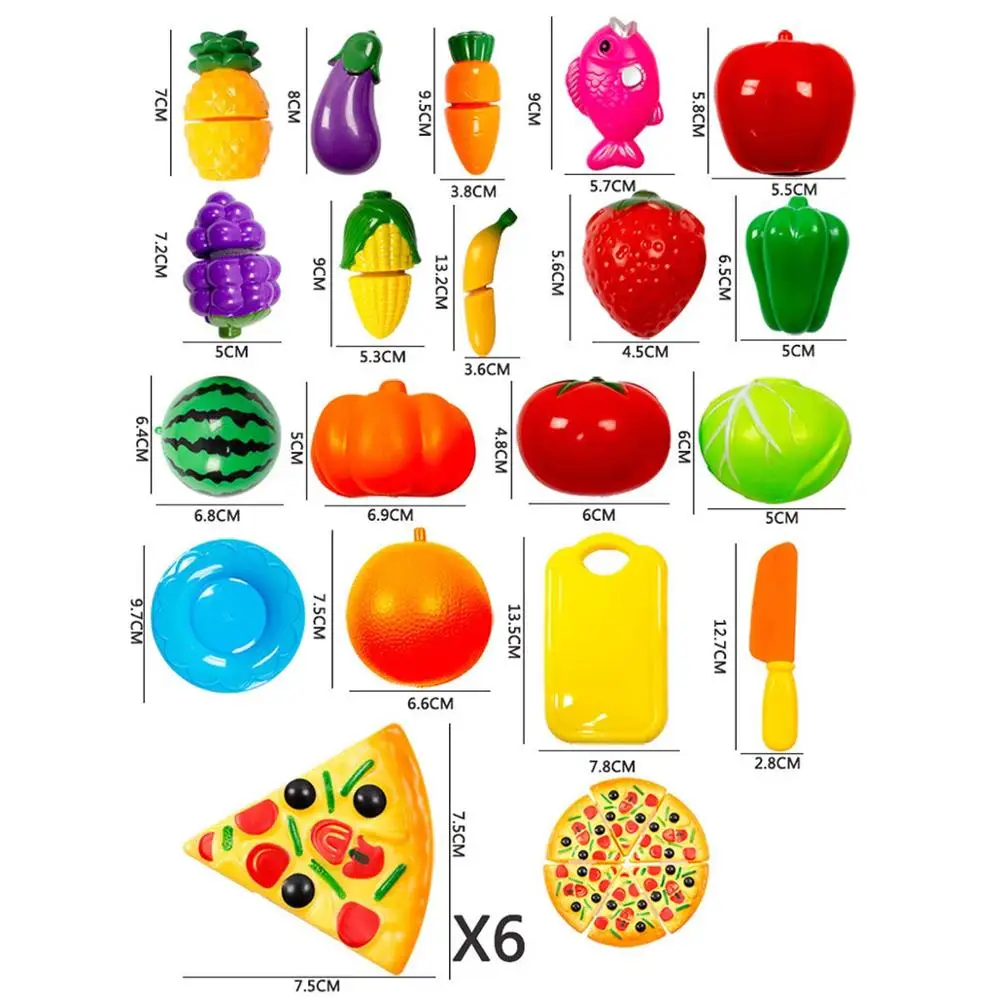 Детские мини-пластиковые симуляторы для покупок, супермаркет, торговый центр, тележка, тележка, кухня, еда, пицца, фрукты, режущий инструмент, ролевые игры, игрушки - Цвет: 24Pcs Food