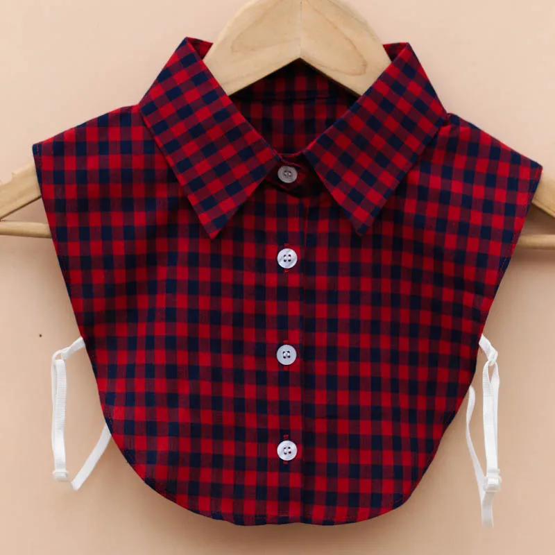 

Embroidered Star Necktie Vest Blousecollar tartan necklace blouse shirt fake vest double - layered removable faslse collar
