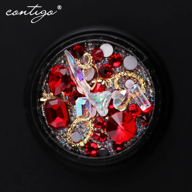 

Contigo Nail Art Decorations Mixed Colorful Glitter Rhinestones For Nails Transparent Sequins Rhinestone Glass Nail Accessoires