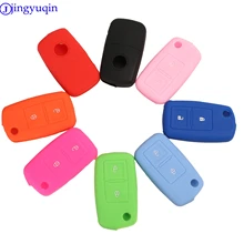 Jingyuqin 2 кнопки силиконовый флип ключ чехол для Vw MK4 Seat Altea Alhambra Ibiza Polo Golf 4 5 6 Transporter Amarok Sharan