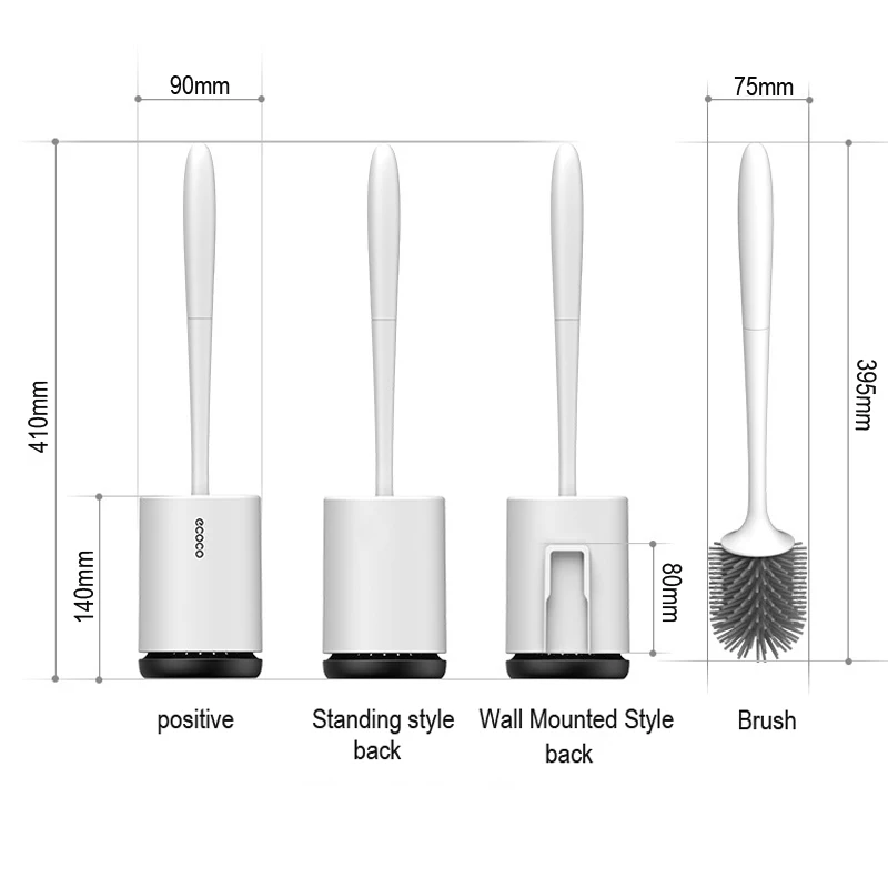 Набор кистей для унитаза, силиконовая щетка для чистки ванной, черная щетка для унитаза, Настенная или напольная щетка для унитаза