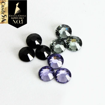 

Crystal Castle Jet Black Diamond Tanzanite Glass Crystal Strass Flatback Stone Hot Fix Rhinestone Hotfix For Wedding dresses