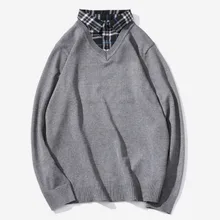 Модный мужской свитер с v-образным вырезом зимний свитер высокого качества вязаный свитер для мужчин Slim Fit Мужской свитер Топы S-5XL