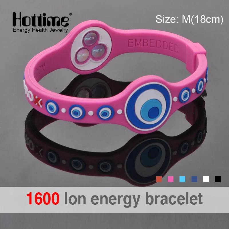 Hottime 1600 ion Bio Energy Unisex Trendy Silicone Rubber Flexible Wristband Wrist Band Cuff Bracelet Bangle For Women Men PROX2 - Окраска металла: PROX 2  Pink