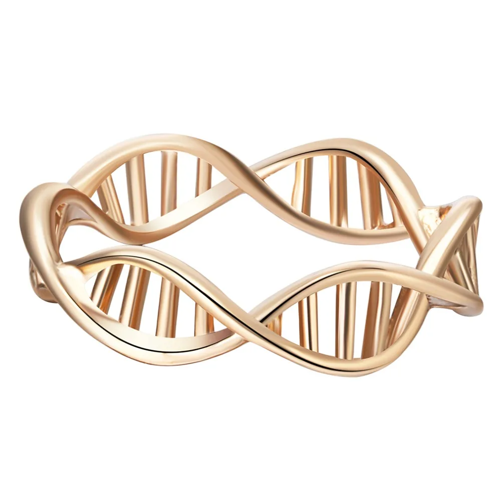 

QIAMNI 10pcs/lot Fashion Wholesale Jewelry Science DNA Shape Ring For Women Vintage Chemistry Ring Molecule Best Friend Gifts