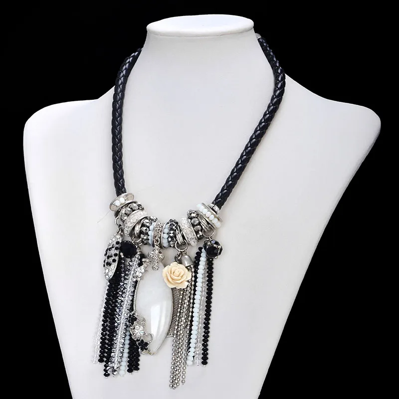 N21 Leather cord necklace pendant stainless steel screw lock Korean