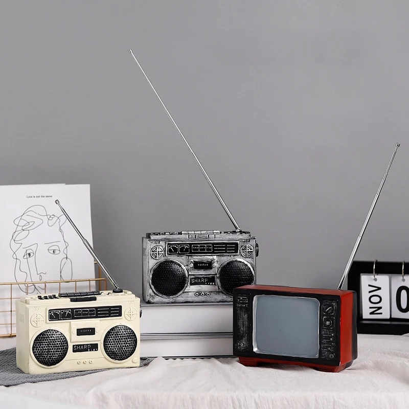 Винтажное ностальгическое Радио ТВ полимерные украшения креативные ТВ Радио фигурки домашний кафе магазин украшения старая мебель миниатюрные подарки