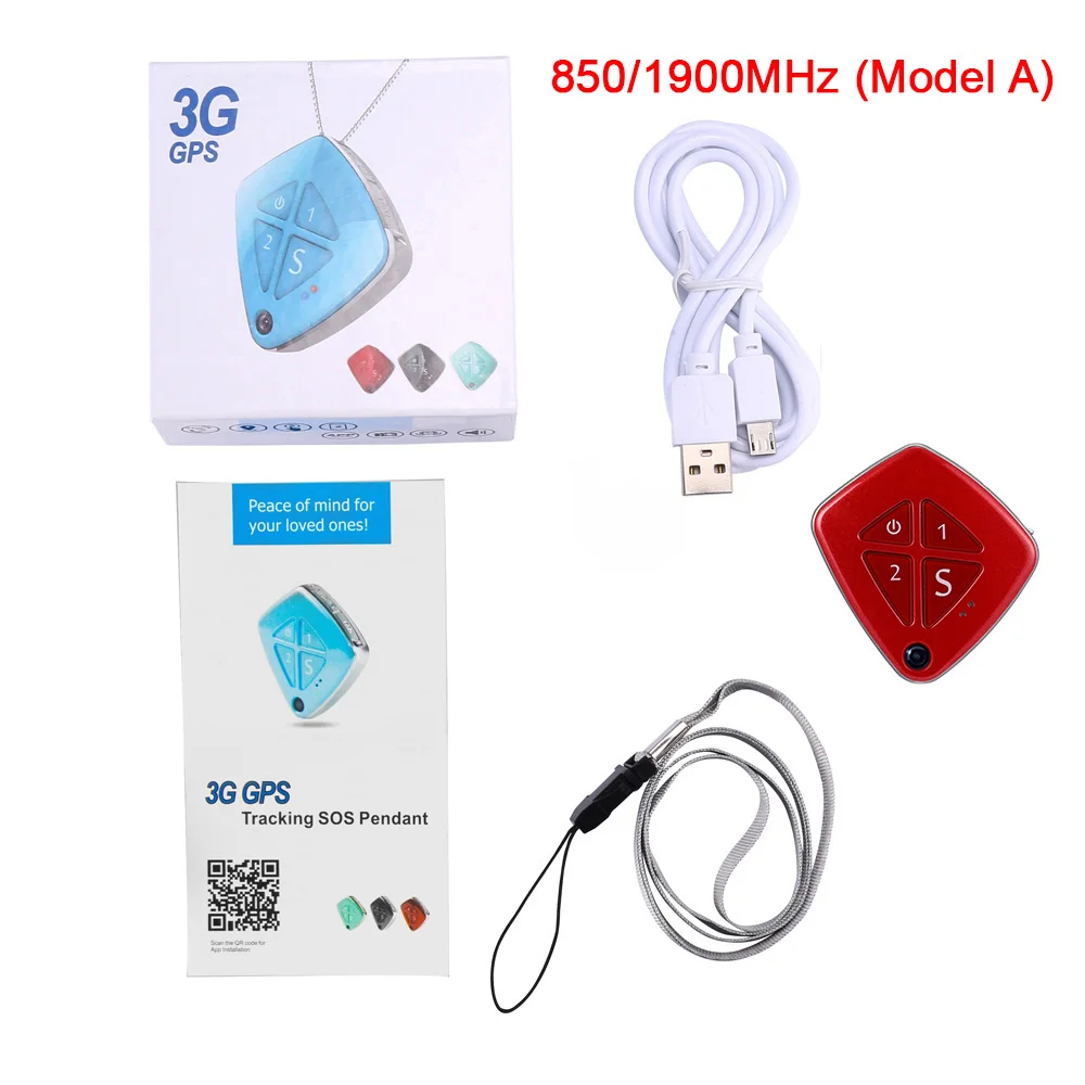 Личное ожерелье 3g мини gps трекер детская камера двухсторонний телефонный звонок Осенняя сигнализация SOS оповещение в режиме реального времени отслеживающее приложение - Цвет: Red A
