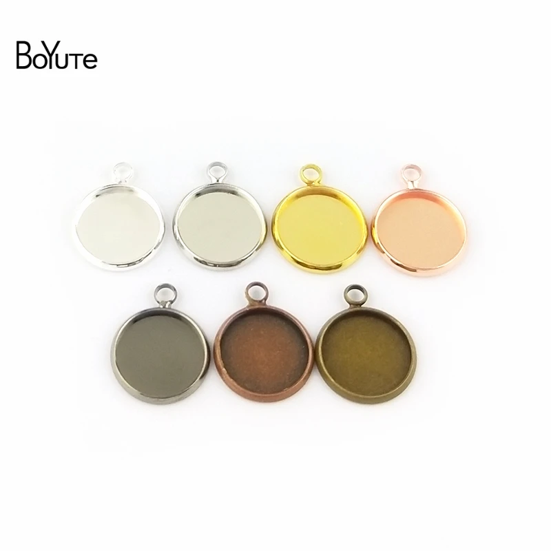 BoYuTe 50Pcs 6 Colors Plated Round 10MM 12MM 14MM 16MM 18MM 20MM 25MM Cameo Cabochon Base Diy Blank Tray Pendant Base (6)