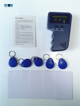 

125Khz Handheld RFID Copier Writer EM4100 TK4100 RFID ID Card Duplicator+ 5x EM4305 Rewritable Keyfobs+ 5x T5577 Rewritable Card