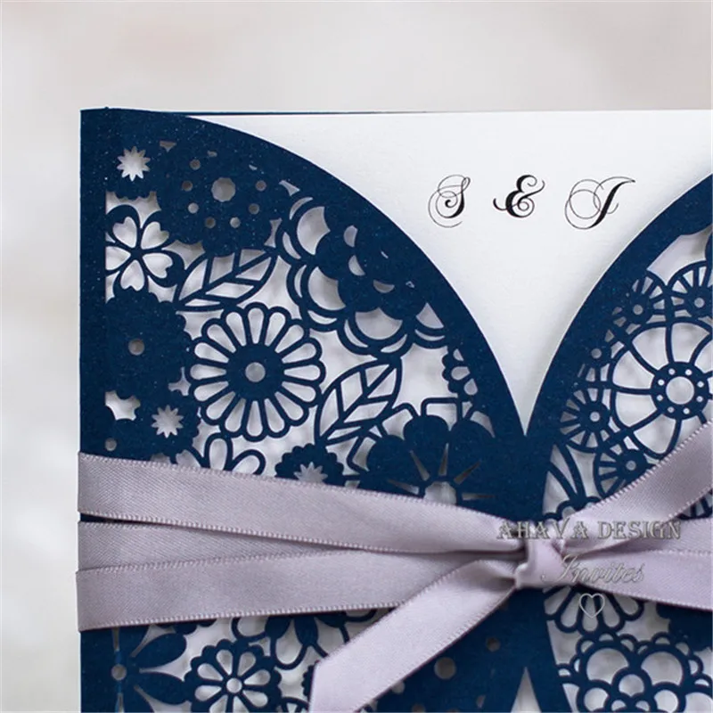 elegant-navy-blue-laser-cut-wedding-invitation-with-ribbon-EWWS034