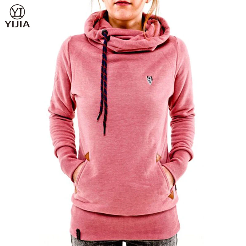 2016 Hot Sale Women Sweatshirt Casual Hooded Long Sleeve Pocket Design Solid Hoodie Women Sudaderas Mujer Women Sportswear
