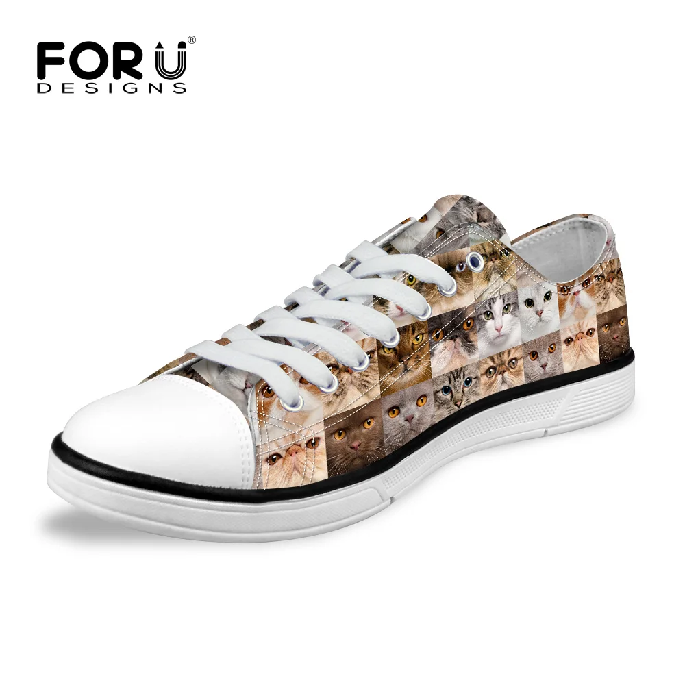 

FORUDESIGNS HOT Women's Lace-up Canvas Shoes Fashion 3D Animal Cat Puzzle Dog Collages Printed Vulcanize Shoes For Female Girls