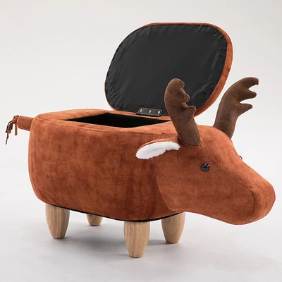 Creative Deer Change Shoes Solid Wood Storage Low Stool Sofa Bench Test Shoes Stool Creative Small Stool Children Furniture - Color: Style17