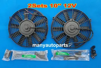 

2 X UNIVERSAL SLIM 10" 12V ELECTRIC RADIATOR ENGINE BAY COOLING FAN 10 INCH