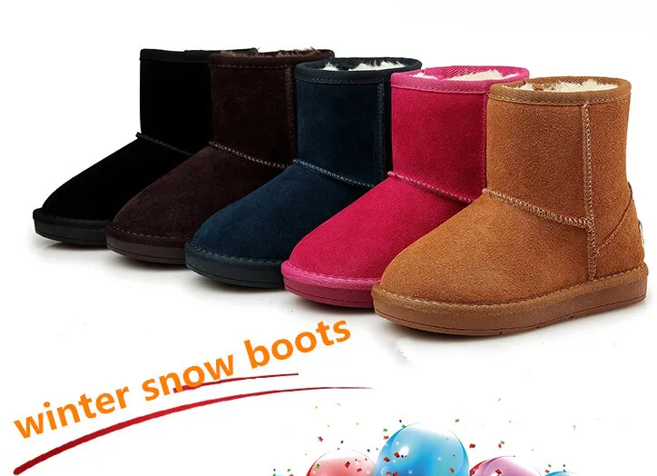 

Child snow boots boys and girls winter shoes kids genuine leather boots Cotton warming waterproof cowhide boots