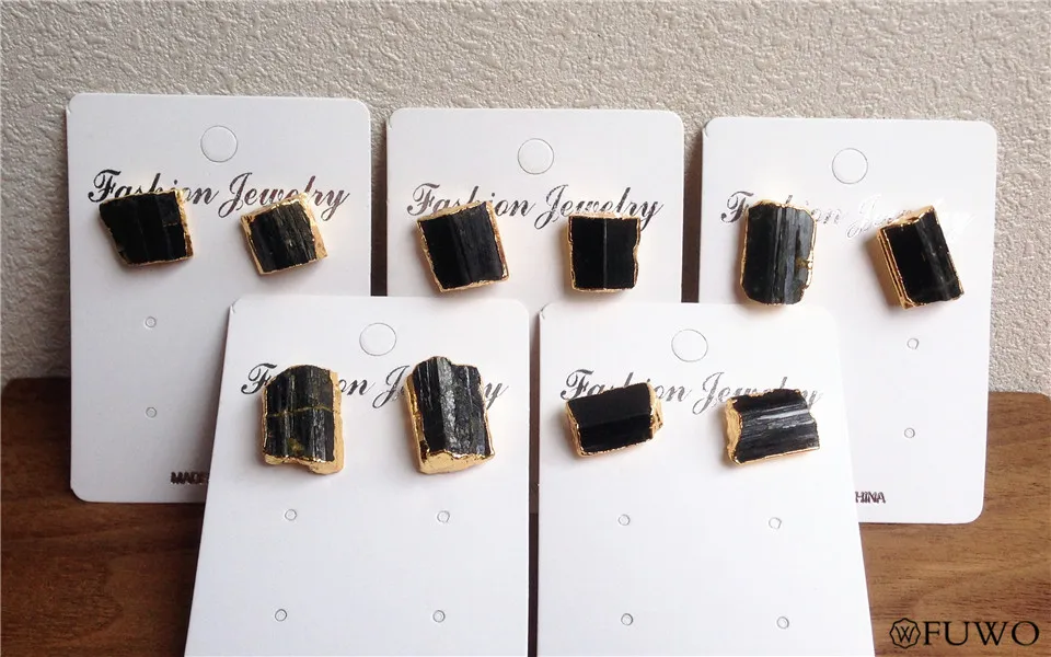 Natural Black Tourmaline Stud Earrings 8