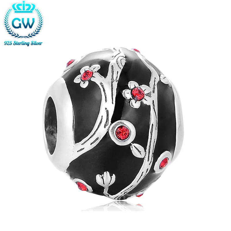 

Fashion Chinese Style Enamel Winter-sweet Flower Charm Sterling Silver Beads Wholesale Brand Aimili D192-15