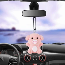 Подарки на год с милым мультяшным поросенком, подвеска для автомобиля, акриловая флокировка, украшение интерьера автомобиля, зеркало заднего вида, Стайлинг автомобиля