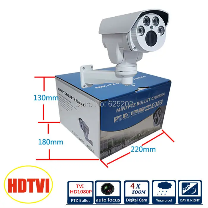 4X зум Автофокус PTZ HDTVI Водонепроницаемый пуля Водонепроницаемый CCTV Камера с ИК-60 м расстояние