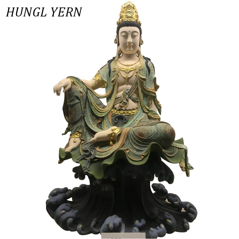 

92cm Wooden Guanyin Buddha statue Carved Home decor Sculpture Statues for decoration Religious escultura Handcraft Chinese style