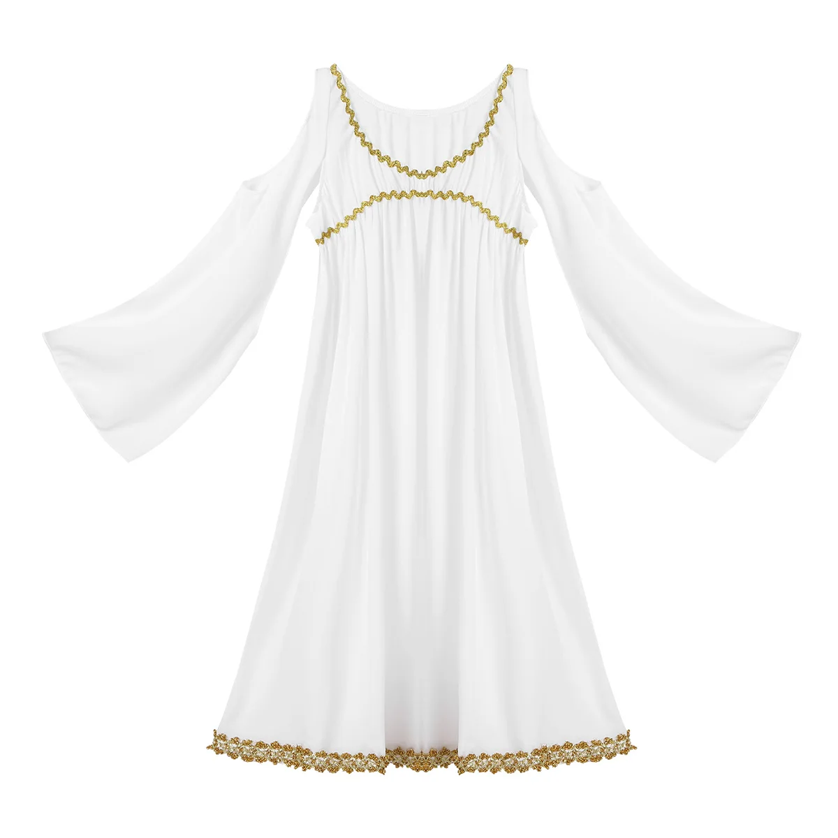 TiaoBug/платье для девочек с золотой отделкой; платье принцессы греческой богини; Детский костюм на Хэллоуин; Детские вечерние костюмы для костюмированной вечеринки; Длинное нарядное платье