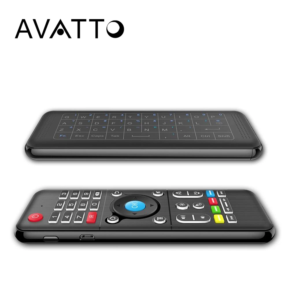 

[AVATTO] H1 Full Touchpad Backlit IR Learning Air Mouse with 2.4G Wireless Gaming Mini Keyboard for Smart TV Android Box Laptop