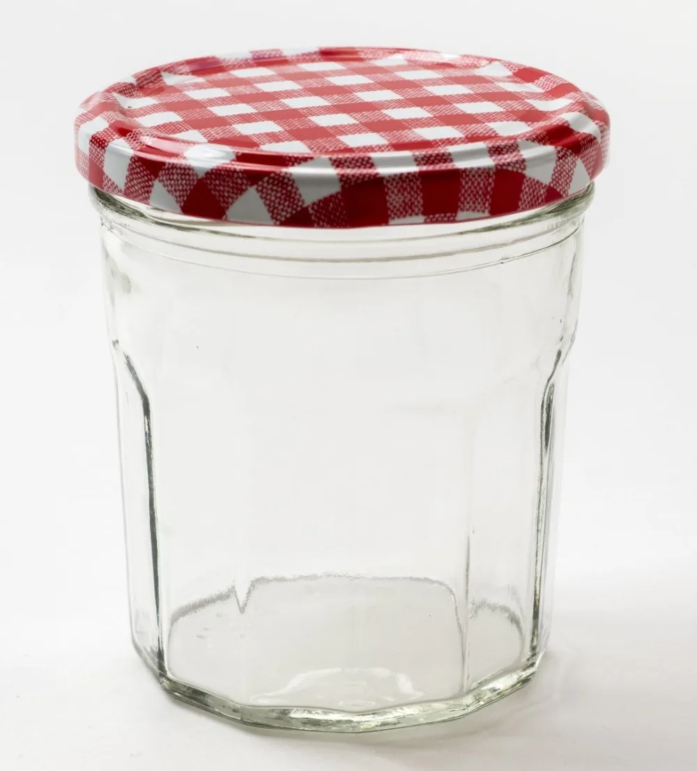 Nutley's 58mm Red Gingham Jam Jar Lids twist-off fit hexagonal glass jam jars 