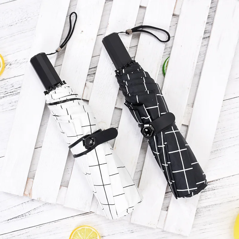 

FUNBAKY Lattice White And Black Full Automatic Men Travel Umbrellas Male Female Windproof Wind Resistant Aluminium Alloy