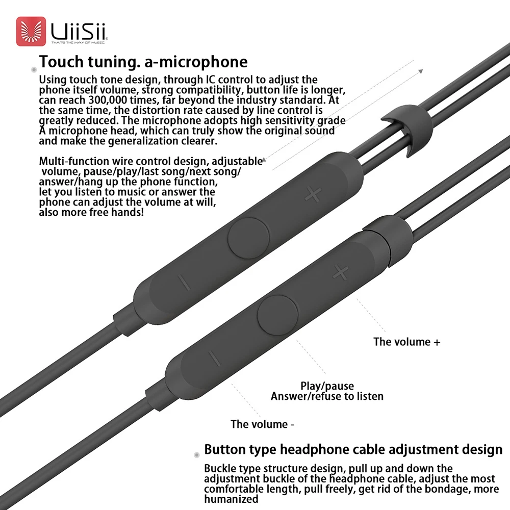 UiiSii HI-805 наушники с шумоподавлением 3,5 мм затычка для ушей HiFi музыкальные спортивные наушники с микрофоном для IOS и Android игр