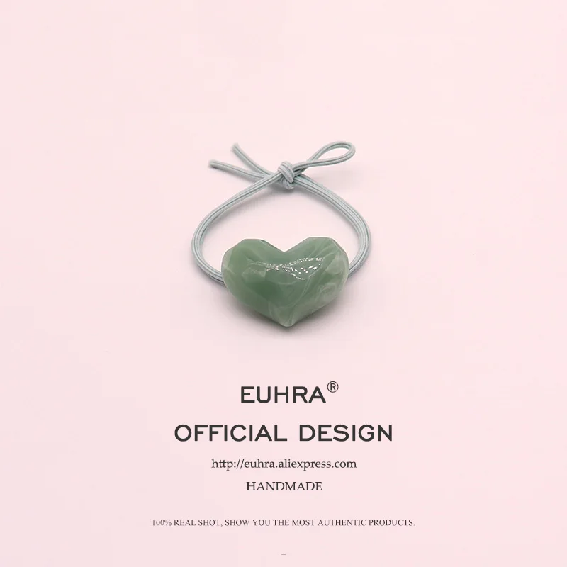 EUHRA, 5 цветов, милая форма, сердце, любовь, текстурированная резинка, резина, для женщин, эластичные резинки для волос, Детские резинки, высокая эластичность