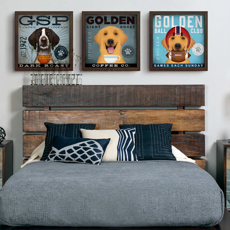 

Art Canvas Painting American Style Dog Listen To Music Movement Animals Kids Room Decor No Frame Art Prints Poster Wall Pictures