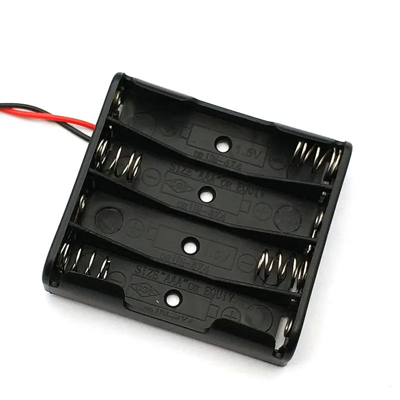 5Pcs/lot 4 AAA Slots Battery Holder Spring Clip Black Plastic 4 x 1.5V