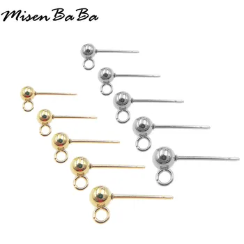 

100PCS 3mm 4mm 5mm 6mm 8mm Stainless Steel Ear Stud Earring Finding For Jewelry Making DIY Ear Pin Accessories