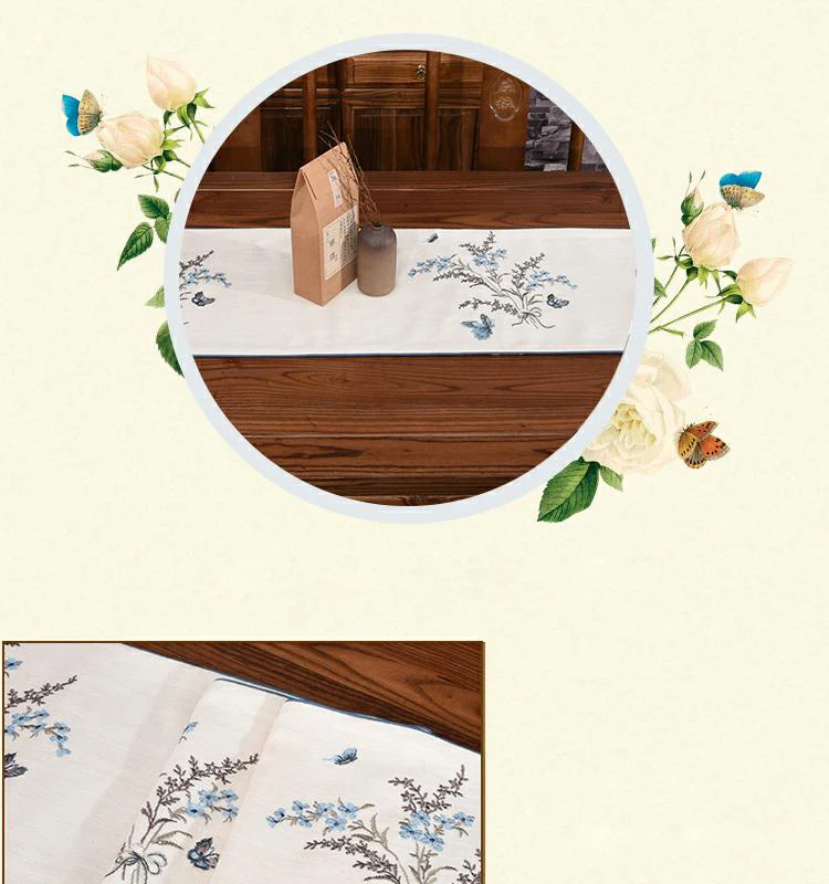 Современный китайский стиль краткое классическое белье настольная дорожка Традиционная ручная вышивка теaware коврик Свадебная вечеринка украшение