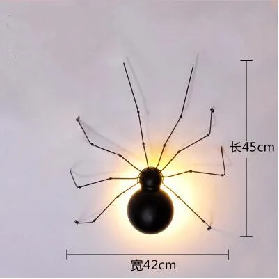 Новинка Светодиодный светильник муравей паук Жук Настенные светильники интересные животные насекомые Настенные светильники черные железные Настенные светильники Настенный светильник кронштейн для ламп - Цвет абажура: middle spider