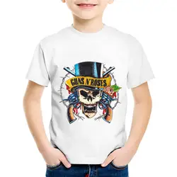 Коллекция 2019 года, новая детская футболка с косая скала, пистолет, N Roses летняя забавная футболка для маленьких мальчиков Милая одежда
