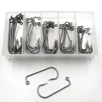 

50pcs [each size10pcs]Aberdeen Offset Jig Hook High Carbon Steel 90 Degree Shank Bent Saltwater Jig Hooks 2#1# 1/0# 2/0# 3/0#