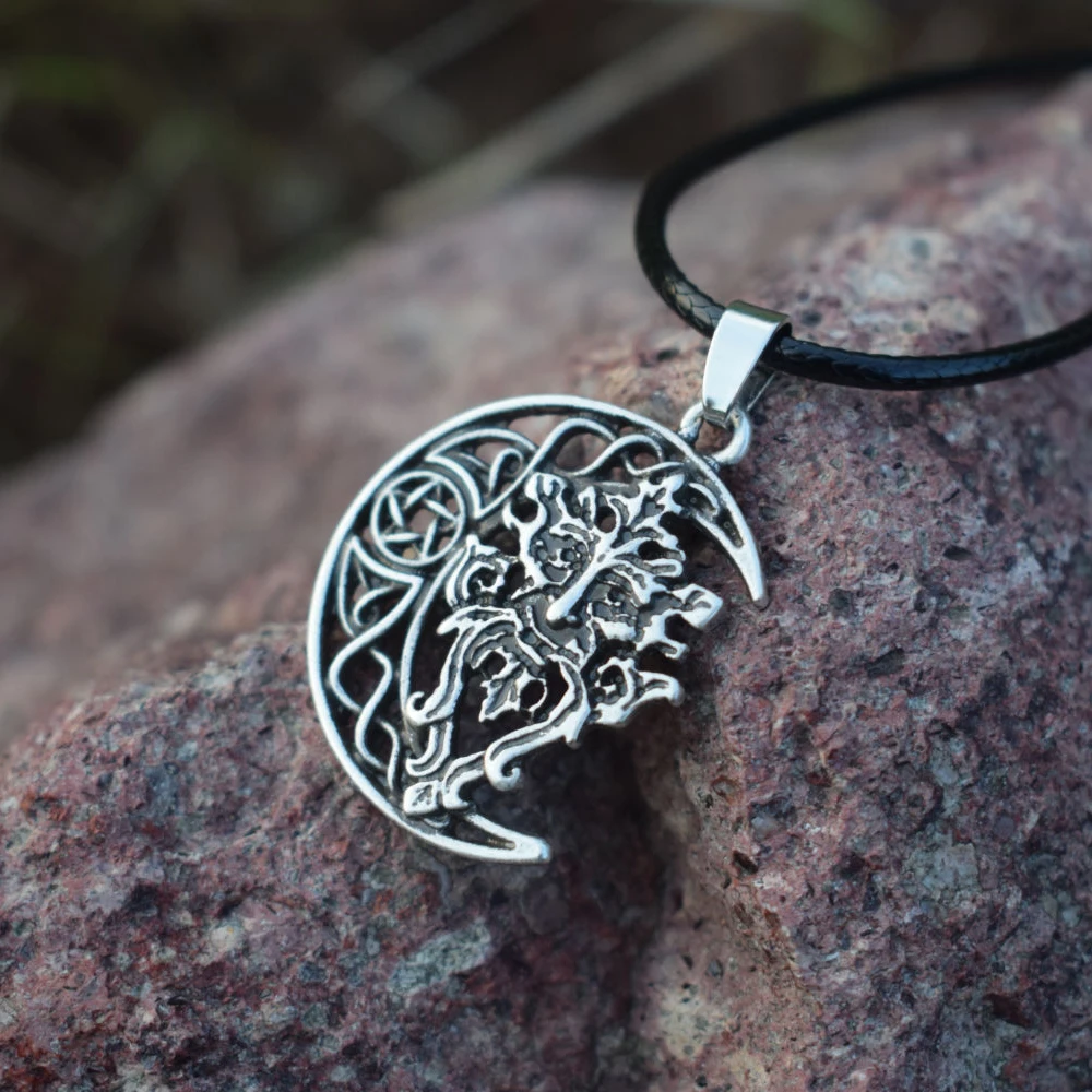12 шт. Зеленые Подвески для мужчин ожерелье Greenman лес Бог ведение искусственное